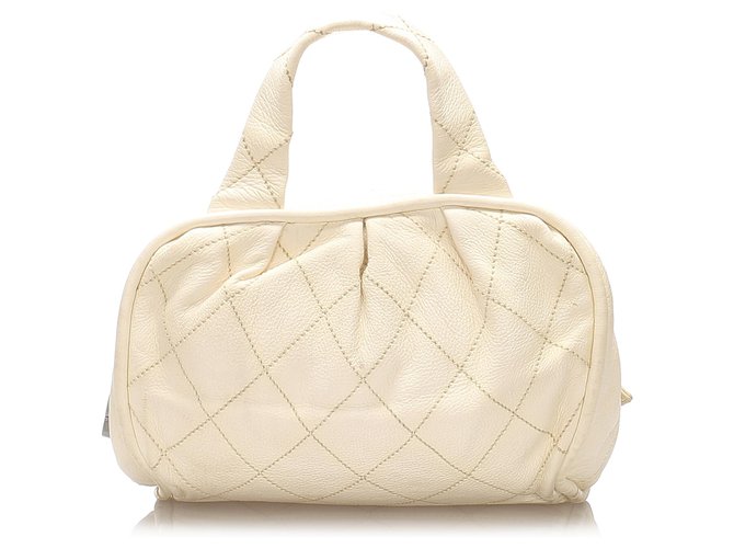 Chanel White CC Wild Stitch Leather Handbag Pony-style calfskin  ref.223983