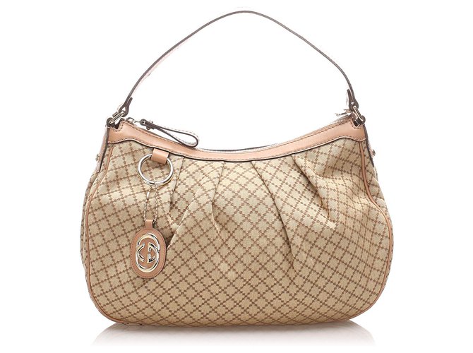 gucci brown diamante canvas shoulder bag