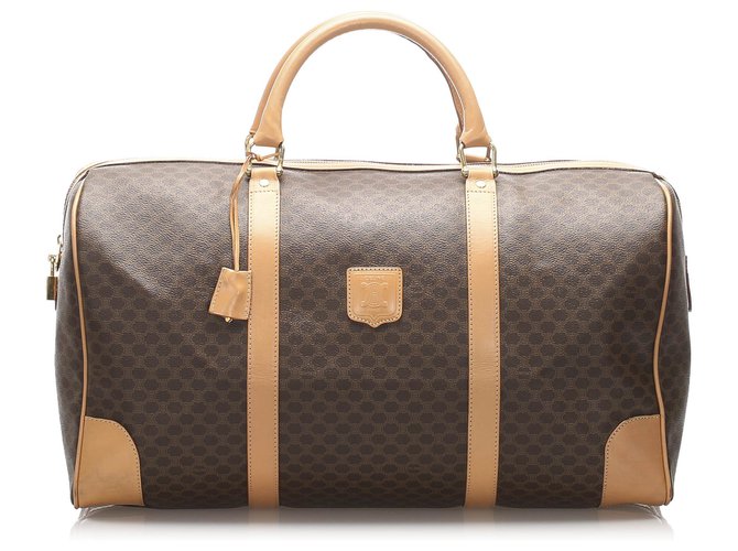 Céline Celine Brown Macadam Travel Bag Leather Plastic Pony-style calfskin  ref.223999