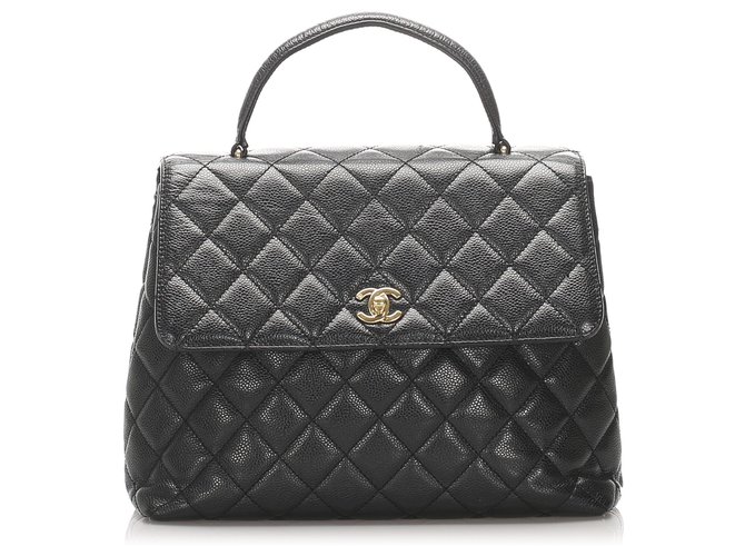 Schwarze Chanel-Handtasche aus Kaviarleder  ref.224014