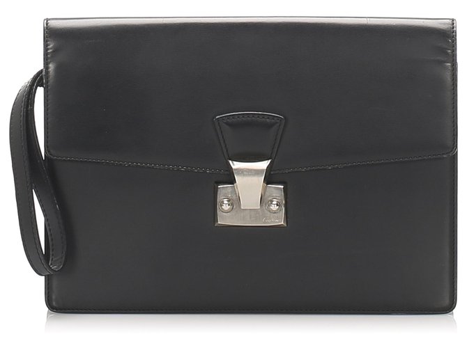 Cartier Black Leather Clutch Bag Pony-style calfskin  ref.224022