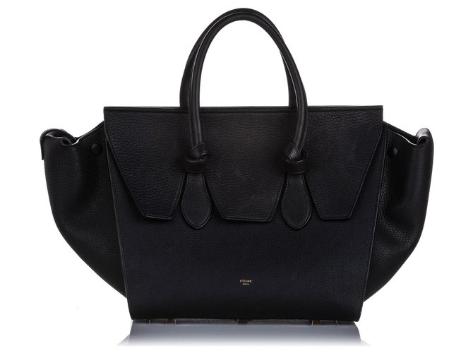 celine black leather tote