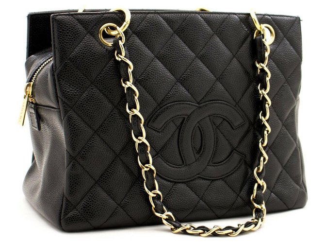 Chanel shopping Black Leather  ref.224067