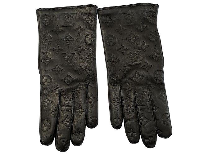 Louis Vuitton Monogram Shadow Klassische Handschuhgröße 9.5 Schwarz