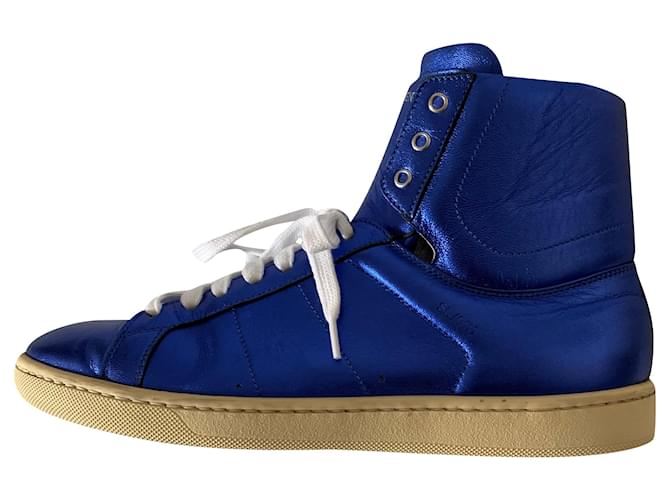 Saint Laurent Zapatillas altas SL Azul Cuero  ref.224129