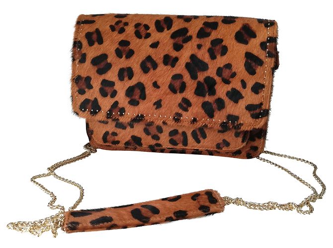 Bolso de mano One step de piel con estampado de leopardo