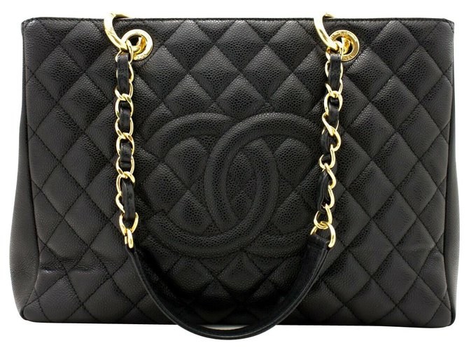 Chanel GST (grand shopping tote) Black Leather  ref.224216