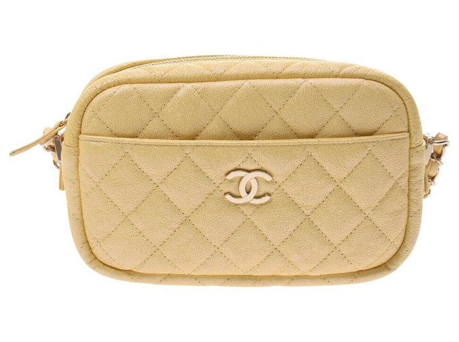 Chanel Mini Matrasse Chain Bolsa de Ombro Amarelo Bezerro-como bezerro  ref.224222