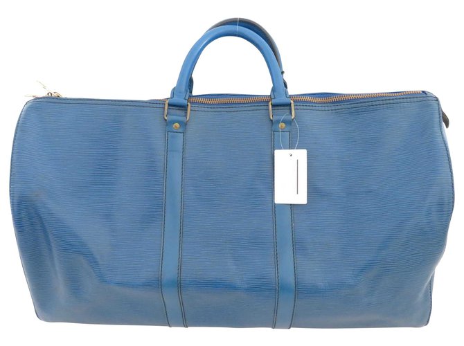 Louis Vuitton Keepall 50 Blau Leder  ref.224246