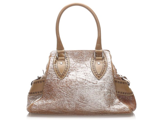 Fendi Brown Etniko Leather Handbag Light brown Pony-style calfskin  ref.224292