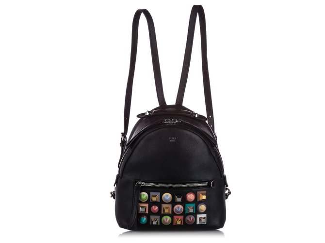 Fendi Black Mini Studded By The Way Backpack Multiple colors Leather Pony-style calfskin  ref.224314