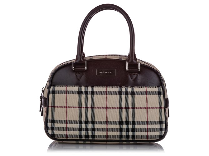 Burberry Brown House Check Canvas Handbag Multiple colors Beige Leather Cloth Pony-style calfskin Cloth  ref.224325