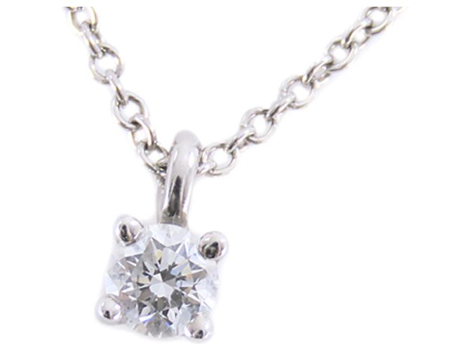 Tiffany & Co Collar con colgante de diamante solitario de plata Tiffany Metal Platino  ref.224340