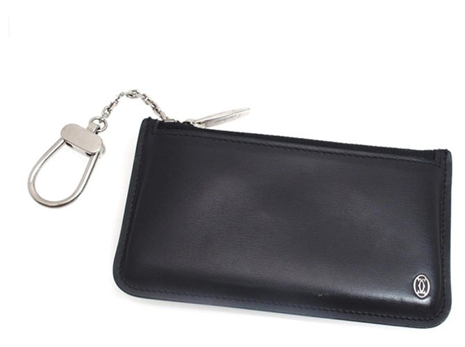 Cartier Black Pasha Leather Coin Purse Pony-style calfskin  ref.224349
