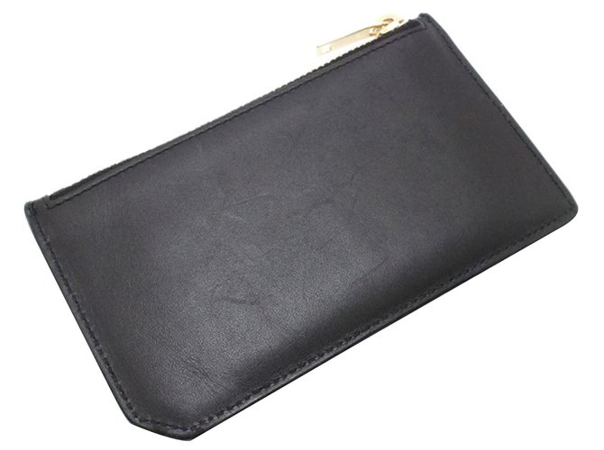 Yves Saint Laurent YSL Black Leather Card Case Preto Couro Bezerro-como bezerro  ref.224368