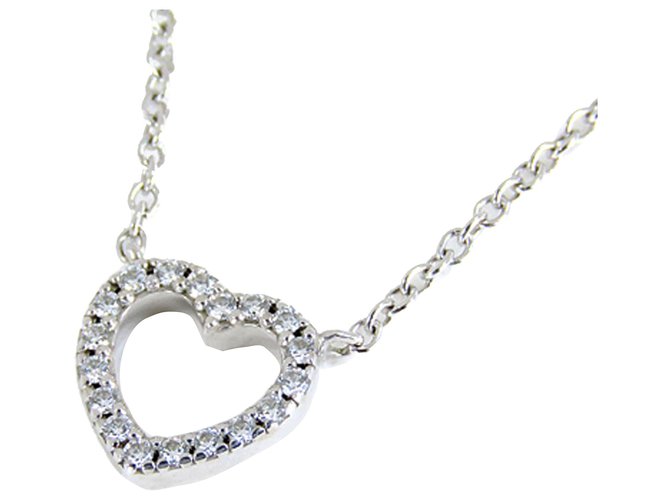 Tiffany & Co Tiffany Silver 18Colar de diamantes K Metro Heart Prata Metal  ref.224377