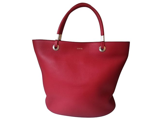 Sac cabas Flore Lancel en cuir rouge Argenté