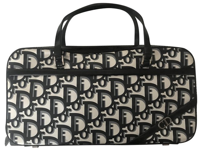 Dior Handtaschen Schwarz Weiß Lackleder  ref.224406
