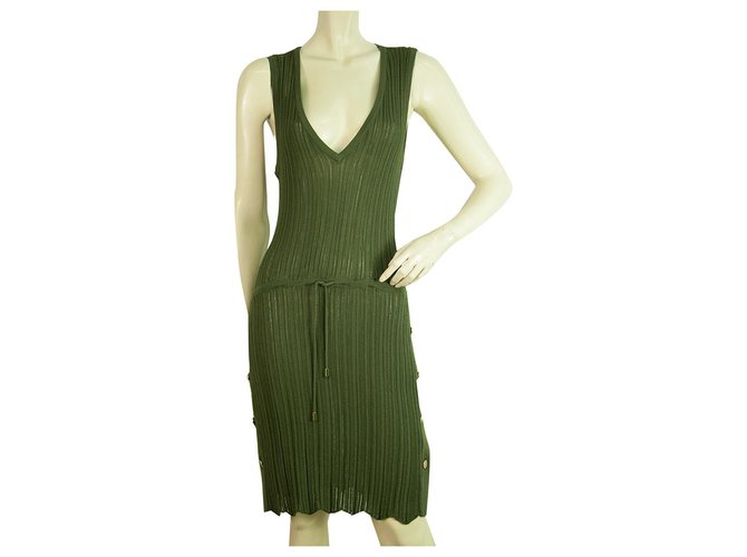 Melissa Odabash Khaki Green Knit Stretch Bodycon Mini Sleeveless Dress sz M Viscose  ref.224448