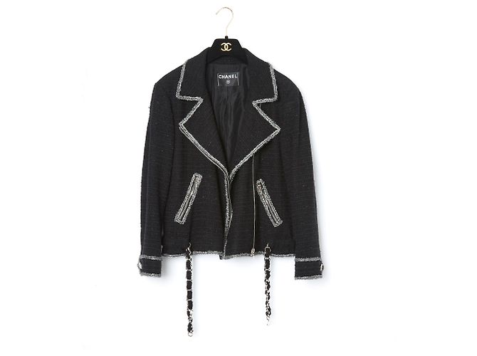 Chanel BLACK TWEED BIKER FR38