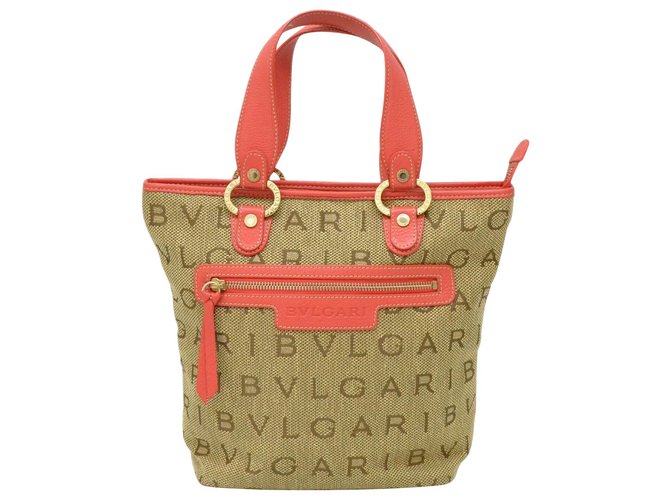 Bulgari BVLGARI Handbag Bege Lona  ref.224589