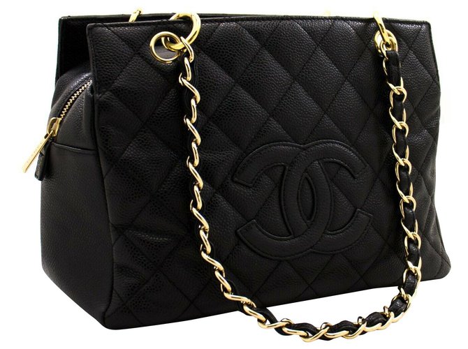 Chanel shopping Black Leather  ref.224590