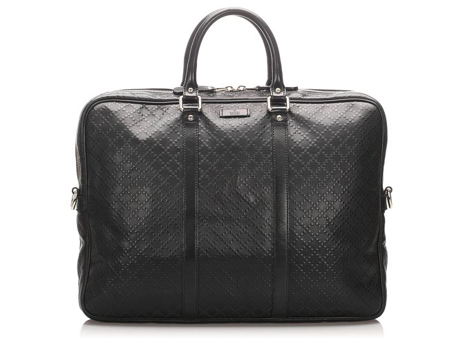Gucci Black Diamante Bright Briefcase Leather Plastic Pony-style calfskin  ref.224644