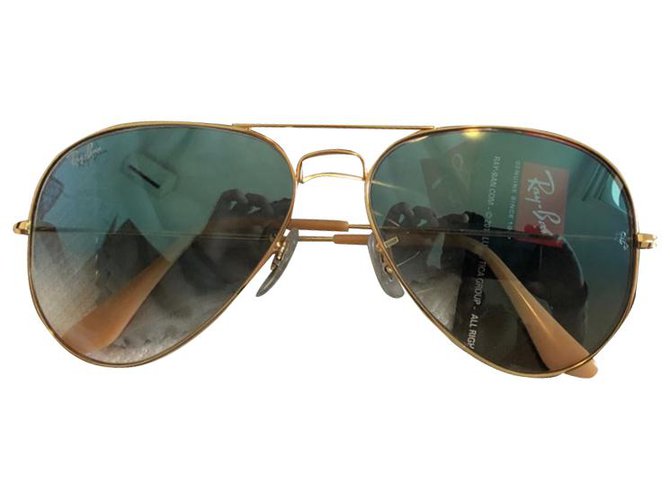 Ray-Ban Blue Aviator Sunglasses Leather  ref.224733