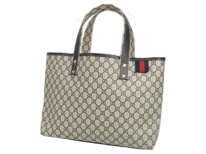 Gucci Shelly Womens tote bag 211134 beige x Navy Navy blue Leather  ref.224793