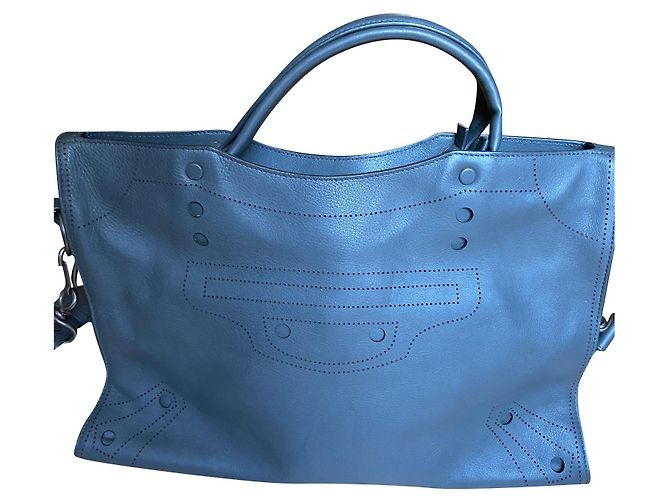 City Balenciaga Blackout Leder Handtasche Grau