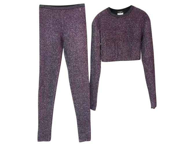 Chanel Supermarket Runway Purple Metallic Viscose Pantalon Costume Sz 36 Multicolore  ref.224816