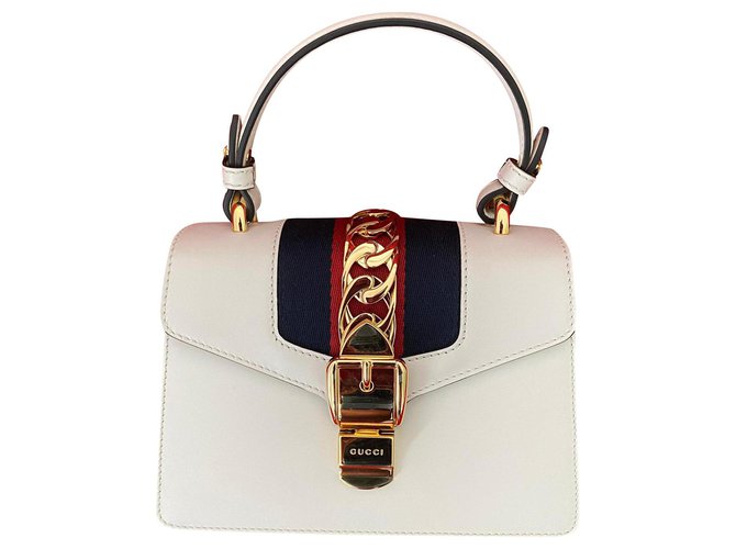 Gucci SYLVIE mini leather bag Cream  ref.224838