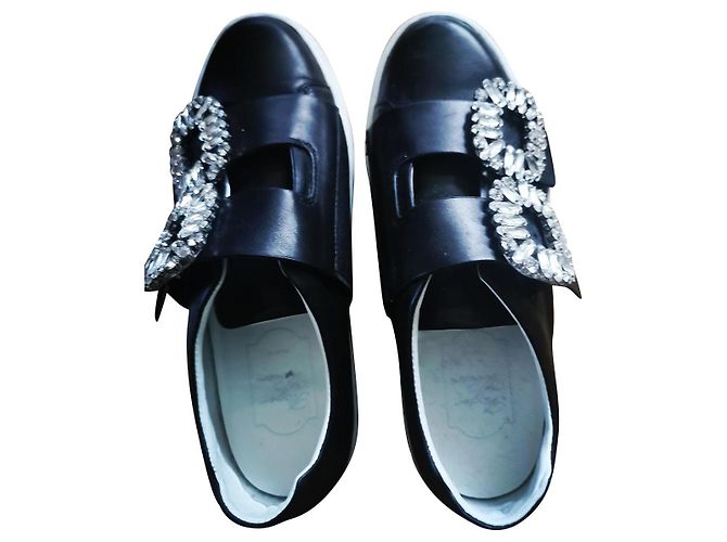 Roger Vivier Sneaky Viv Sneaker aus schwarzem Leder