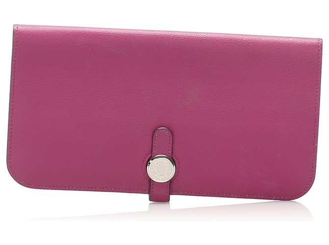 Hermès Hermes Pink Dogon Leather Long Wallet Pony-style calfskin  ref.224954