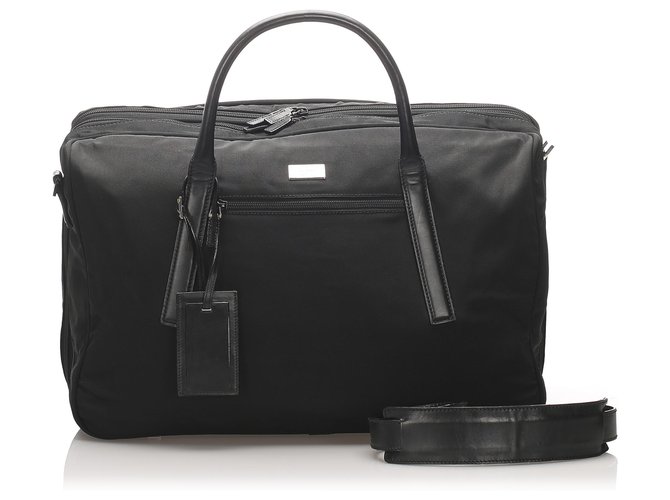 Bolsa de viaje de nylon negro de Gucci Cuero Becerro Paño  ref.224958