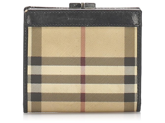 Burberry Brown House Check Canvas Wallet Multiple colors Beige Leather Cloth Pony-style calfskin Cloth  ref.224974