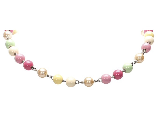 Collana di perle finte rosa Chanel Multicolore Metallo  ref.224981
