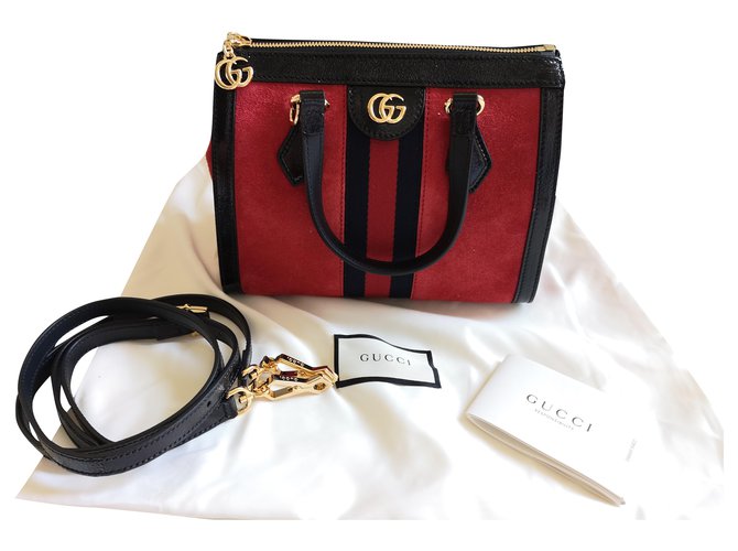 Shopping bag Gucci Ophidia Dark red Suede  ref.225106