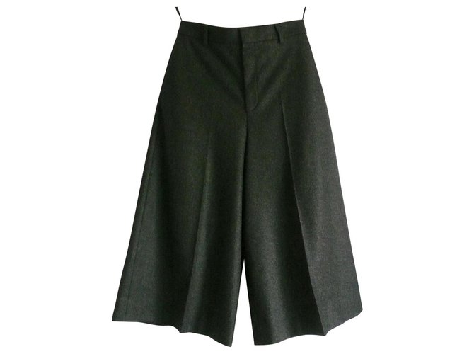 Céline CELINE New wool panty skirt with T label36 Dark grey  ref.225184
