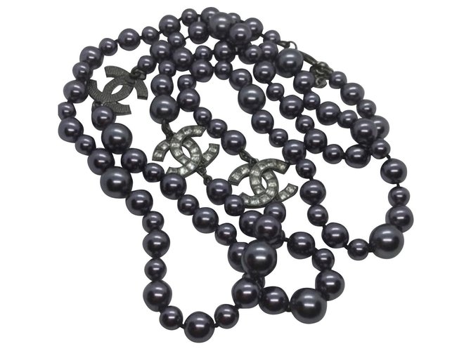 Chanel Long necklaces Black  ref.225247
