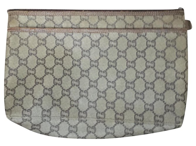 gucci clutch bag over the years 70 Beige Leather  ref.225266