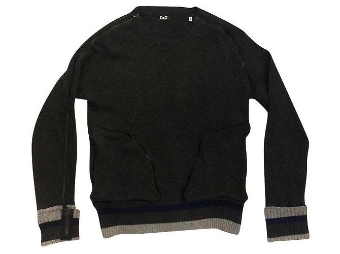 Dolce & Gabbana Wollpullover Baumwolle Dunkelgrau Anthrazitgrau