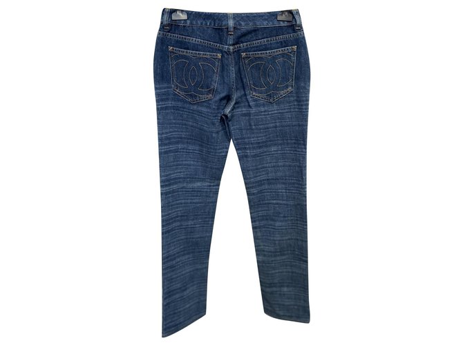 Chanel Pantalones Azul Algodón  ref.225334