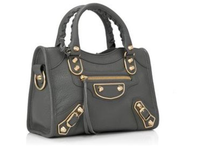 Balenciaga Grey Leather Mini Edge City Handbag Dark grey  ref.225340