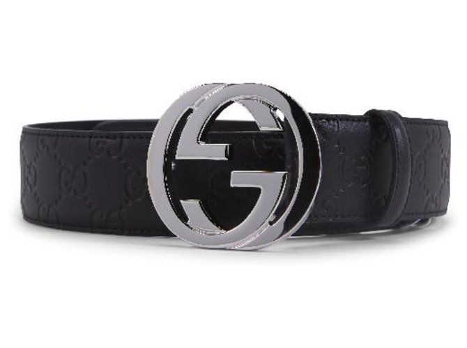 Gucci Logo Embossed Buckle Belt In Black