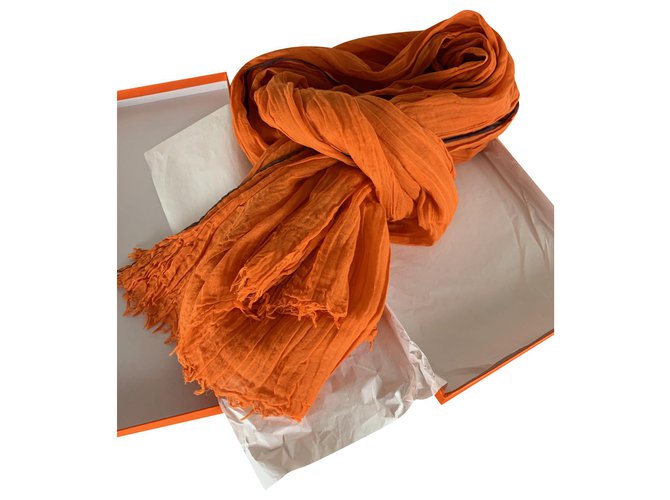 Hermès stole Orange Cotton  ref.225478