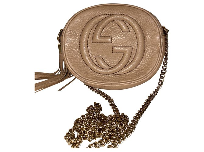 Gucci Soho Mini chaîne en cuir Beige  ref.225501