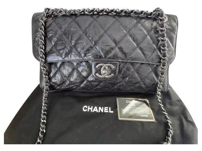 Chanel Borse Nero Agnello Pelle  ref.225519