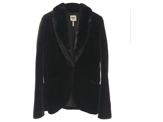 Hermès Manteau en fourrure de vison noir Hermes Jacke  ref.225527