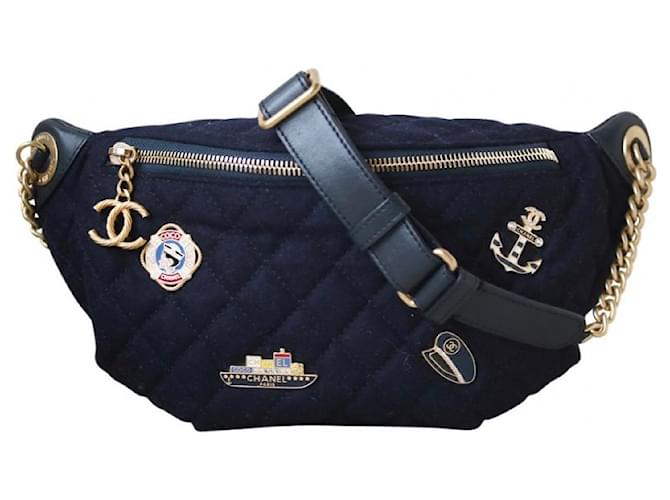 Chanel Handtaschen Dunkelblau Baumwolle  ref.225531